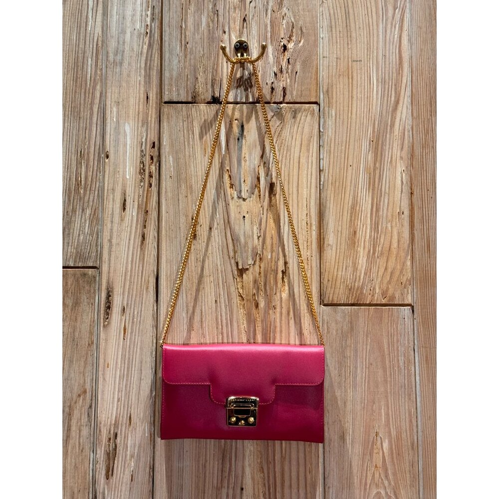 DESIGNER SLOAN PINK BARBIE DETACHABLE GOLD CHAIN STRAP TATIANA LUNA SHOULDER BAG
